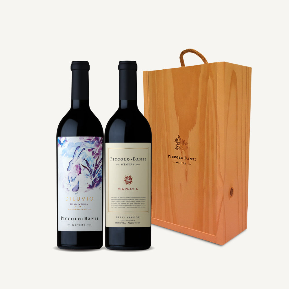 Estuche Diluvio Blend de Fincas y Vía Flavia Petit Verdot