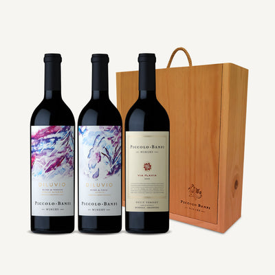 Estuche Vía Flavia Petit Verdot, Diluvio Blend de Finca y Diluvio Blend de Terroirs
